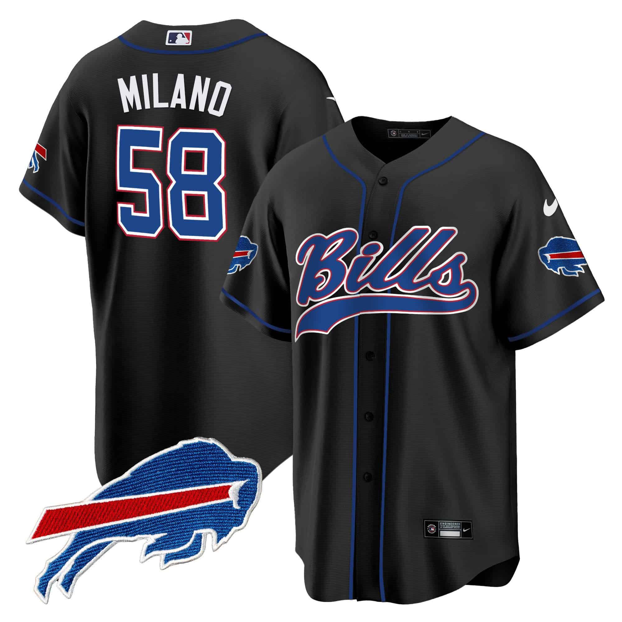 Men Buffalo Bills #58 Milano Black 2024 Nike Baseball Game NFL Jersey